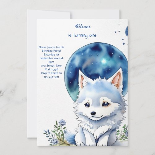 Wolf First Birthday Invitation