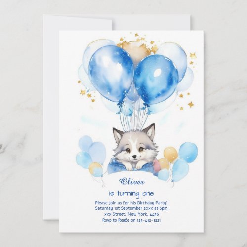 Wolf First Birthday Invitation