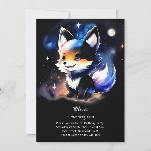 Wolf First Birthday Invitation (Front)