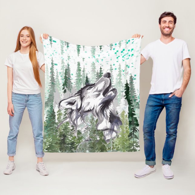 Wolf Fleece Blanket | Colorful Wolf Fleece Blanket (In Situ)