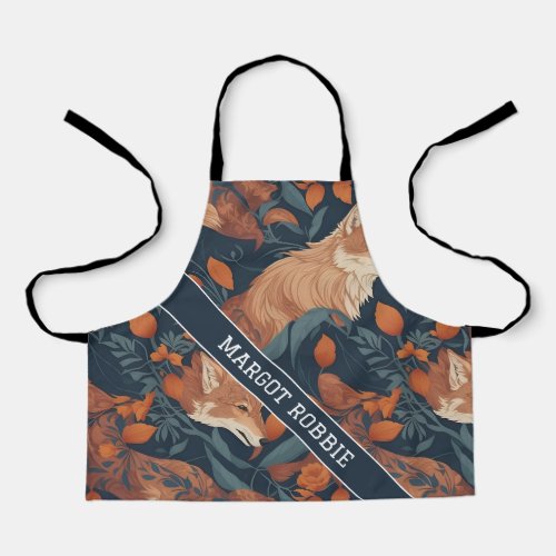 Wolf Floral Colorful Personalized Pattern Apron