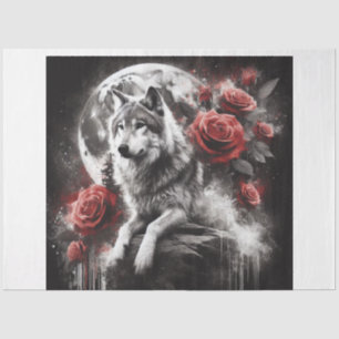 Wolf Floral Moon Tissue Paper