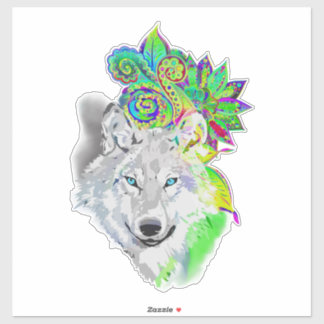Wolf Floral Sticker