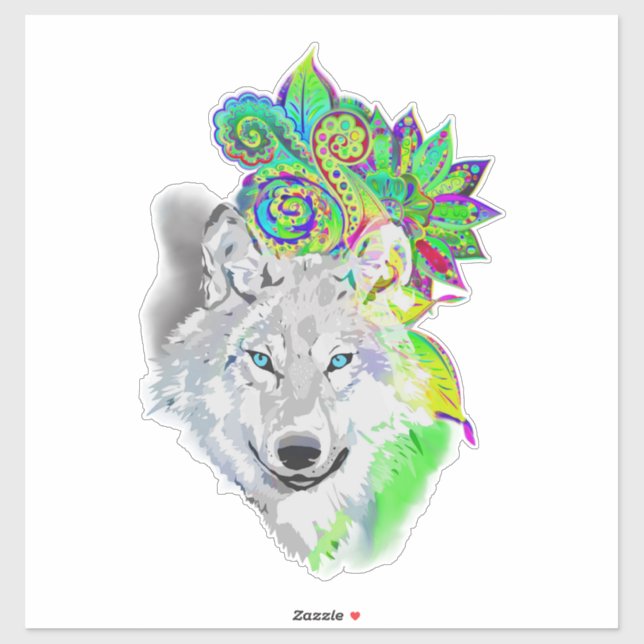 Wolf Floral Sticker (Sheet)