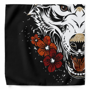 Wolf Flower Tatoo Vintage Bandana