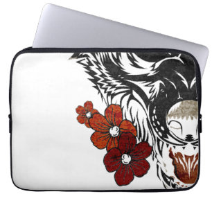 Wolf Flower Tatoo Vintage Laptop Sleeve