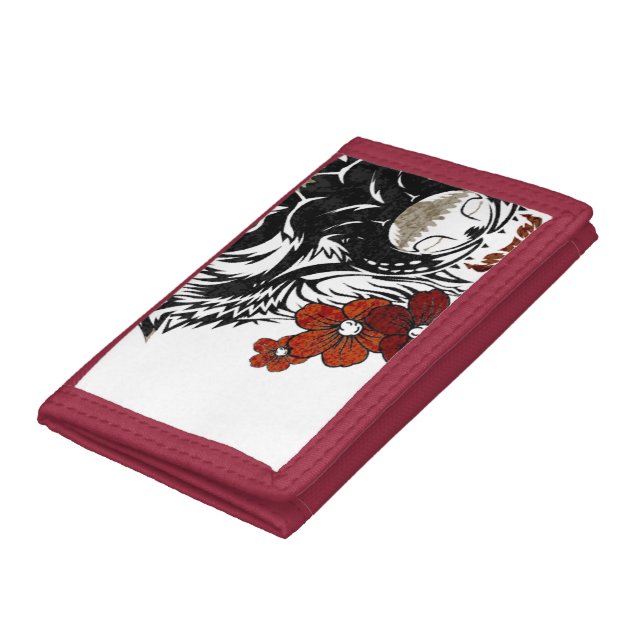 Wolf Flower Tatoo Vintage Trifold Wallet (Bottom)
