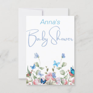 Wolf Flowers and blue butterflies Invitation