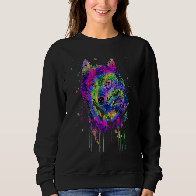 Wolf For Men Wolf Women Wolf Moon Tie Dye Sweatshirt (Front)