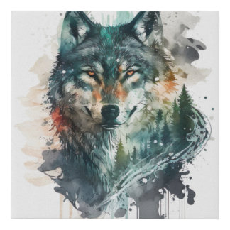Wolf Forest Faux Canvas Print