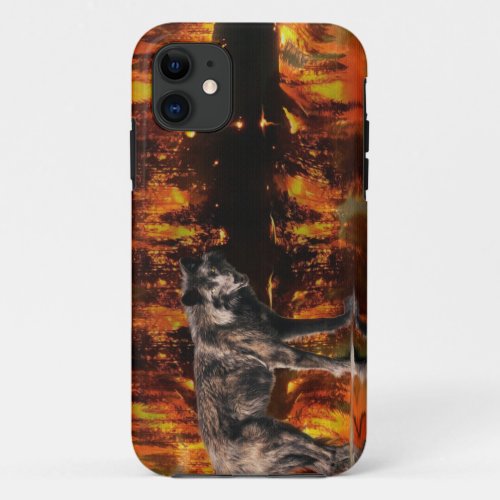 Wolf  Forest Fire Wildlife Art Phone Case