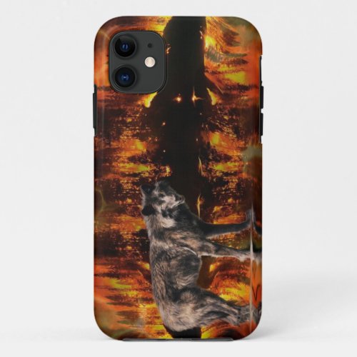 Wolf  Forest Fire Wildlife Art Phone Case