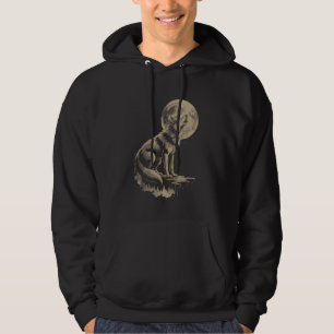 Wolf Forest Moon Vintage Cosmic Howling Wolf Lover Hoodie