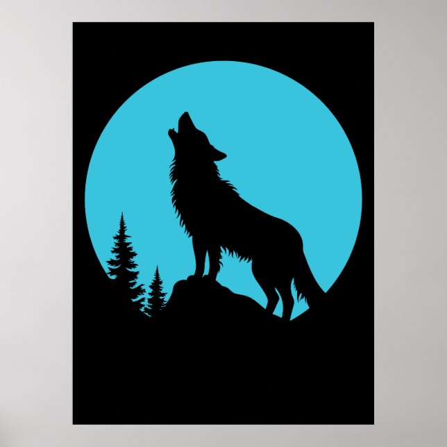 Wolf Forest Nature Outdoors Wildlife Silhouette Poster (Front)