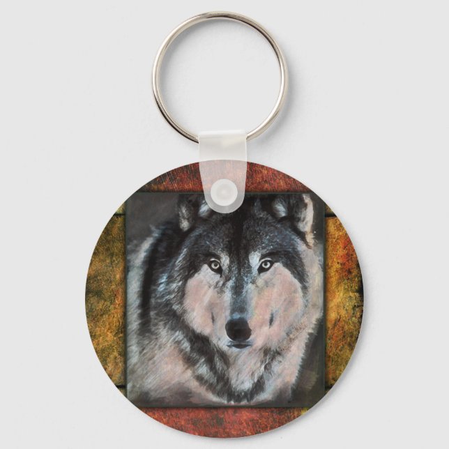 Wolf Framed Keychain (Front)