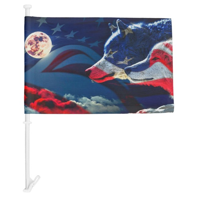 Wolf Full Moon American Flag (Front)