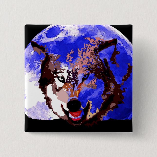 Wolf & Full Moon Button (Front)