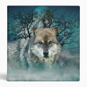 Wolf Full Moon in Fog 3 Ring Binder (Front)