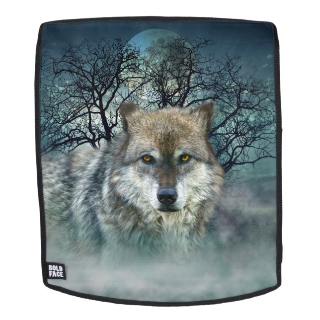 Wolf Full Moon in Fog Backpack (Removable Face)
