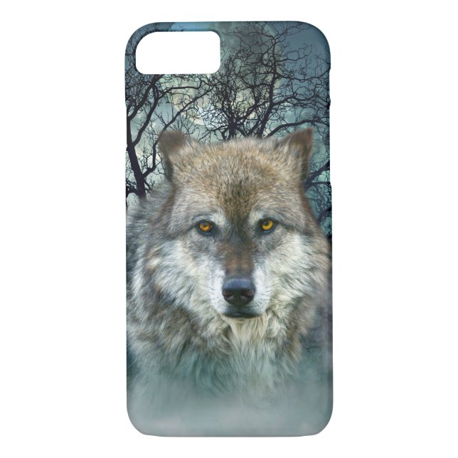 Wolf Full Moon in Fog Case-Mate iPhone Case (Back)