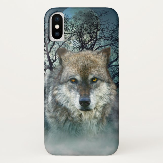 Wolf Full Moon in Fog Case-Mate iPhone Case (Back)