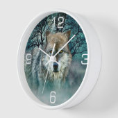 Wolf Full Moon in Fog Clock (Angle)