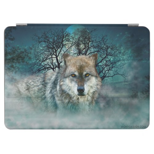 Wolf Full Moon in Fog iPad Air Cover