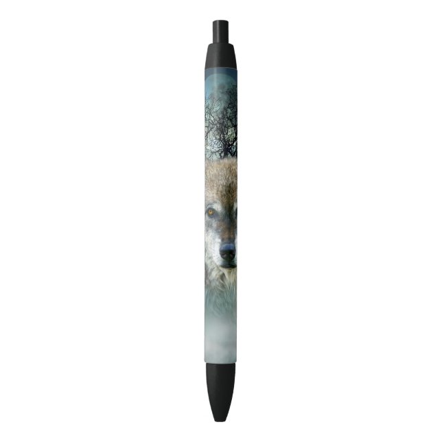 Wolf Full Moon in Fog Pen (Front Vertical)