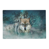 Wolf Full Moon in Fog Placemat (Back)