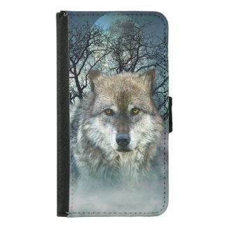 Wolf Full Moon in Fog Samsung Galaxy S5 Wallet Case