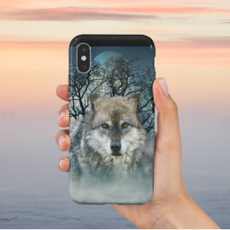Wolf Full Moon in Fog iPhone XS Max Slider Case