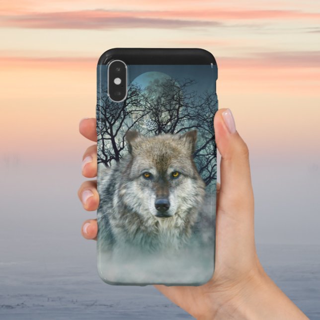 Wolf Full Moon in Fog Uncommon iPhone Case