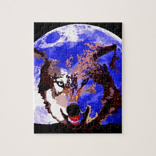 Wolf  Full Moon Jigsaw Puzzle