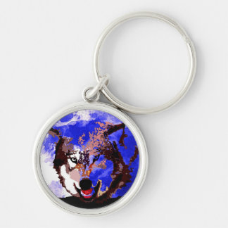 Wolf & Full Moon Keychain