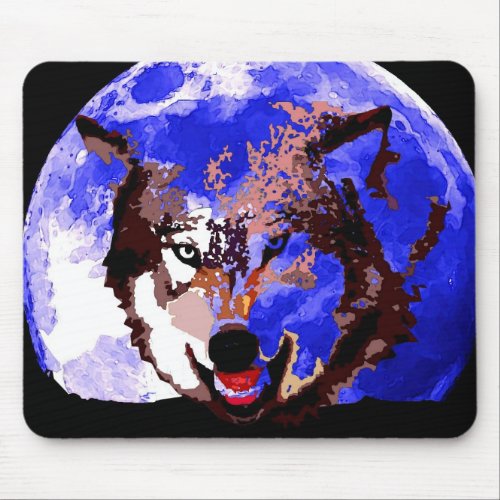 Wolf  Full Moon Mouse Pad