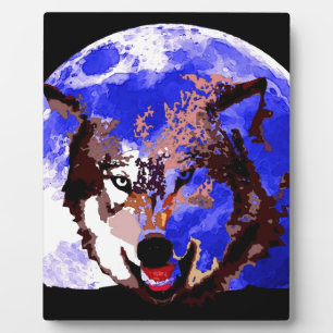 Wolf & Full Moon Plaque
