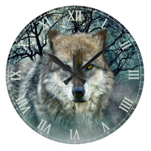 Wolf Wall Clocks | Zazzle