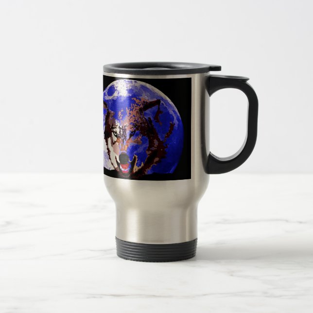 Wolf & Full Moon Travel Mug (Right)