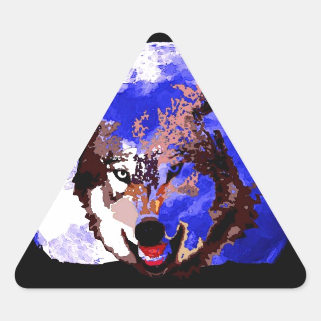 Wolf & Full Moon Triangle Sticker (Front)