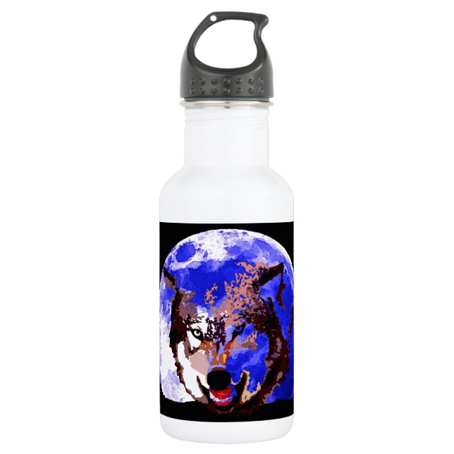 Wolf & Full Moon Water Bottle (Front)