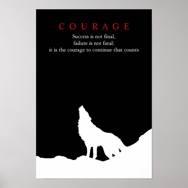 Wolf Fullmoon Night Motivational Courage Poster (Front)