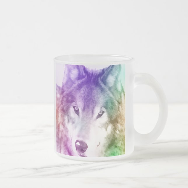 Wolf Gaze Art Frosted Glass Coffee Mug (Right)