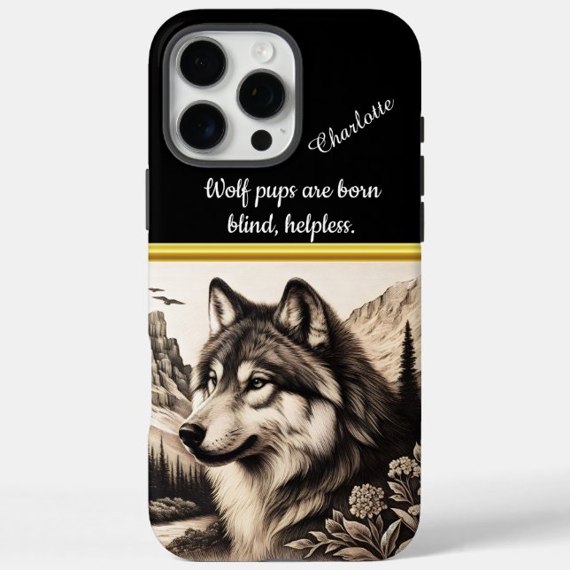 Wolf gazes at calm mountains and forests Case-Mate iPhone case (Back)