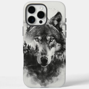 Wolf gazes through misty forest iPhone 16 pro max case