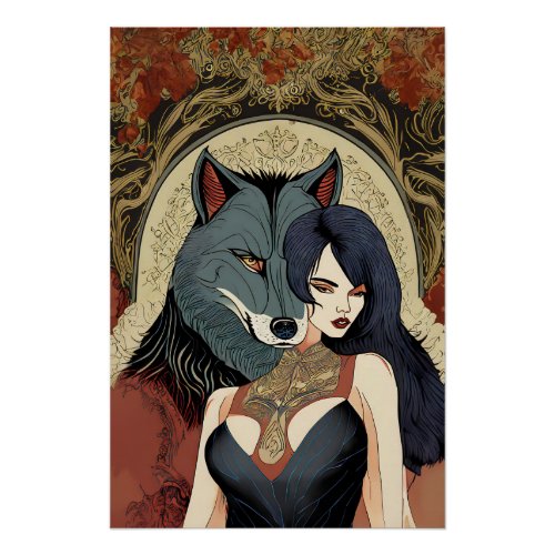 Wolf Gift Mrs Jugendstil Russia Ornament Poster
