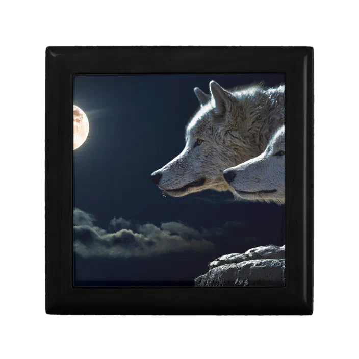 Sunset Wolves Keepsake/Jewellery Box Christmas Gift AW-5JB 