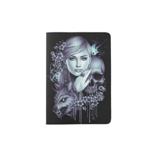 Wolf Girl and Skull Passport Holder