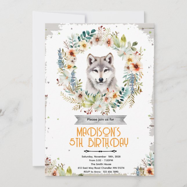 Wolf girl birthday Party Invitation (Front)