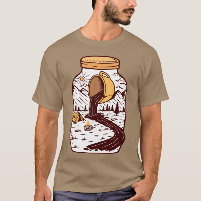 Wolf Glass Coffee Nature Camping Hiker Camping fri T-Shirt (Front)