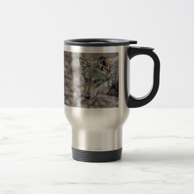 Wolf Glimpse Panoramic Image Travel Mug (Right)